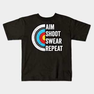 Aim Shoot Swear Repeat Kids T-Shirt